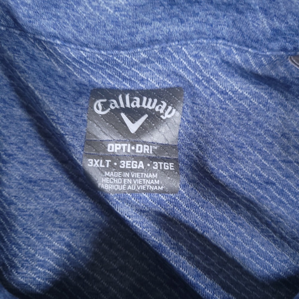 Callaway Shirt Mens 3XLT Blue Opti-Dri Polo Short Sleeve Textured Golf Stretch - Picture 3 of 8